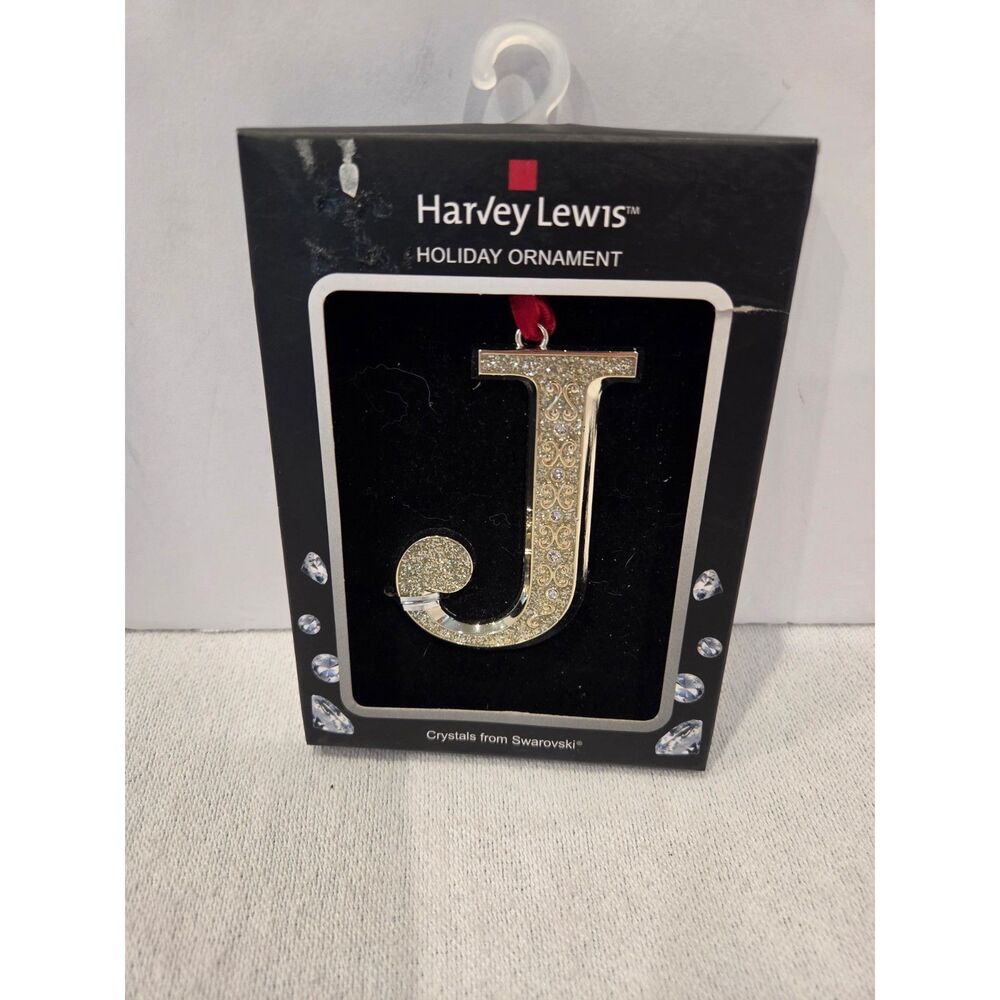 Harvey Lewis Swarovski Crystal Letter J Monogram Christmas Holiday Ornament New